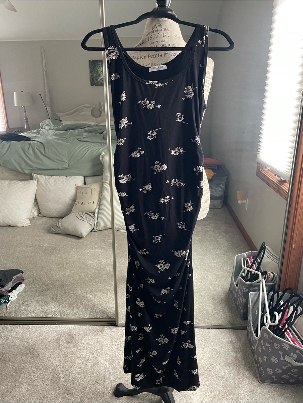 Black Floral Tank Maxi Dress by Unknown Brand
